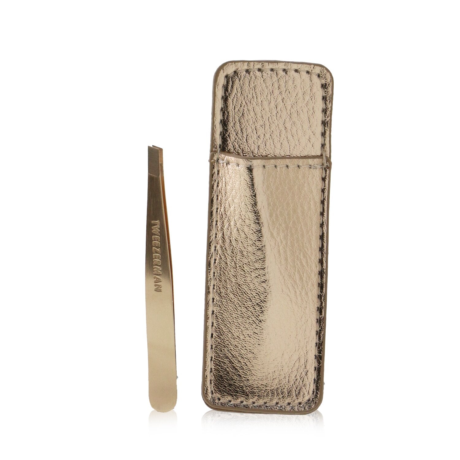 Tweezerman Mini Slant Tweezer With Case - Rose Gold (Studio Collection) -