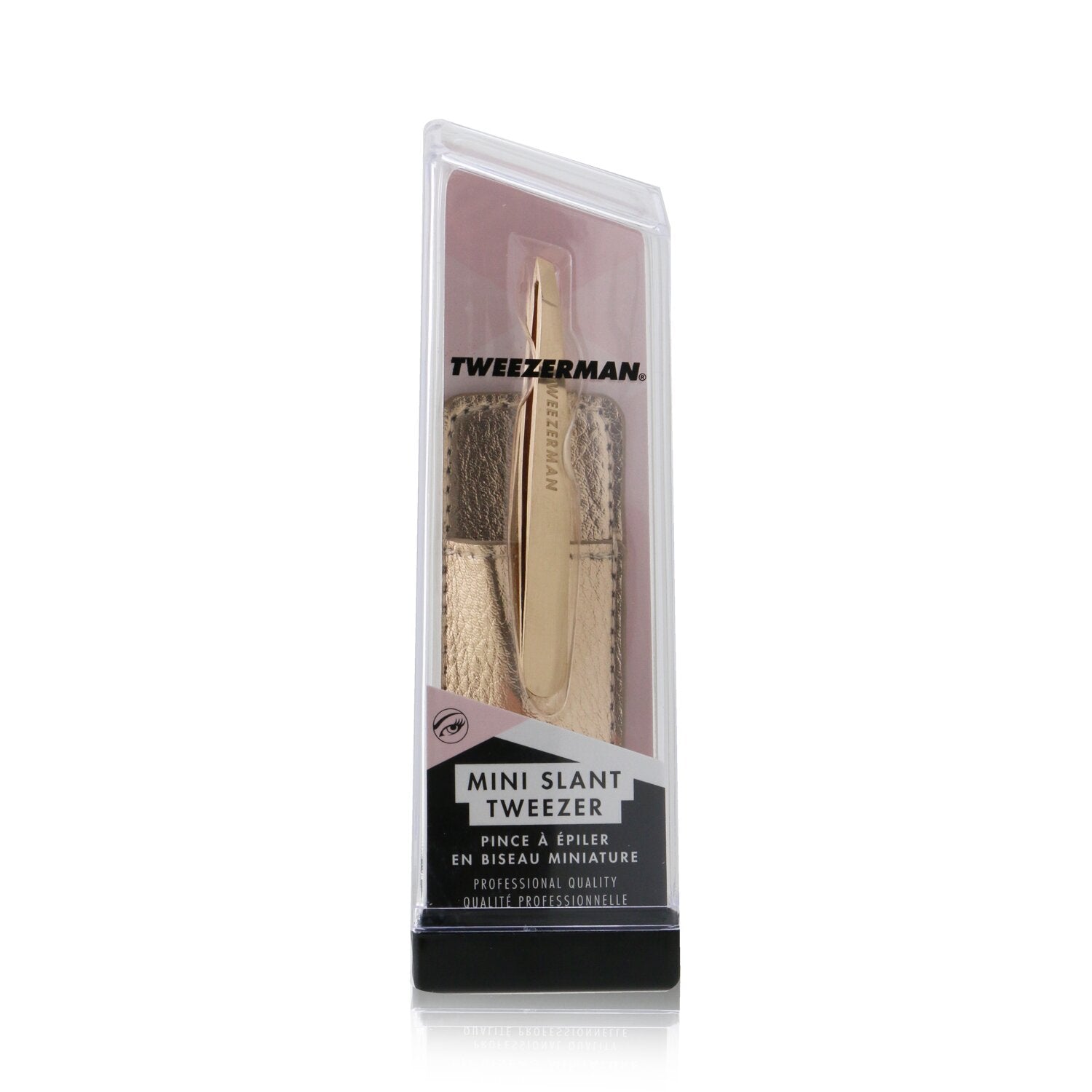 Tweezerman Mini Slant Tweezer With Case - Rose Gold (Studio Collection) -