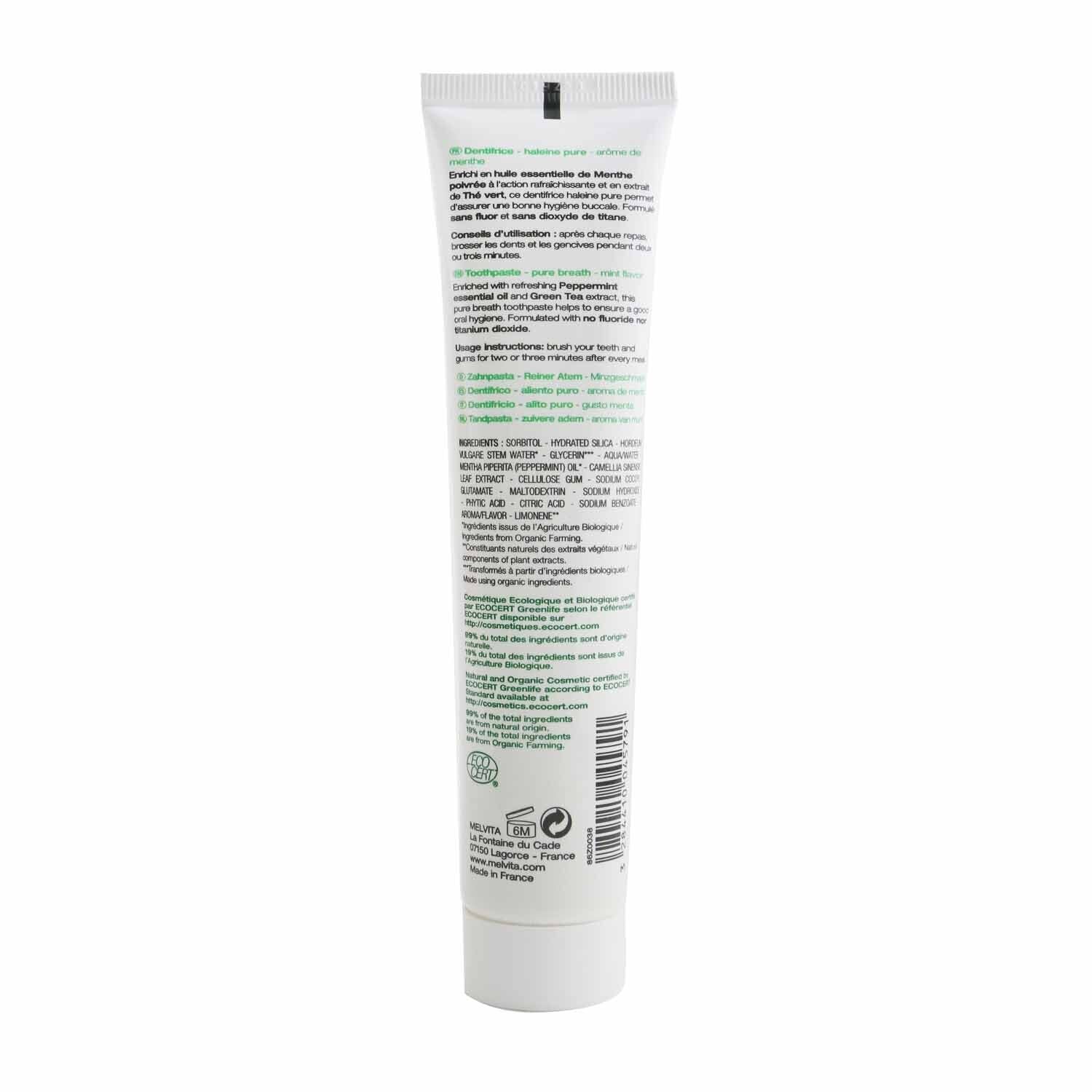Melvita Pure Breath Toothpaste 75ml/2.5oz