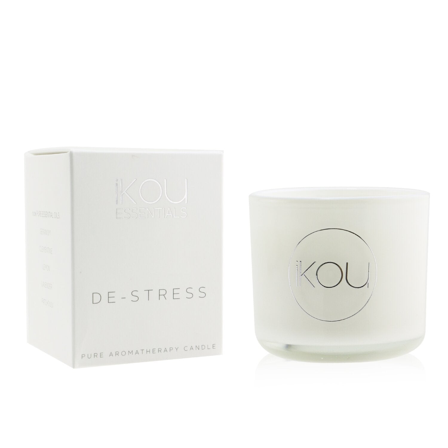 iKOU Essentials Aromatherapy Natural Wax Candle Glass - De-Stress (Lavender & Ge