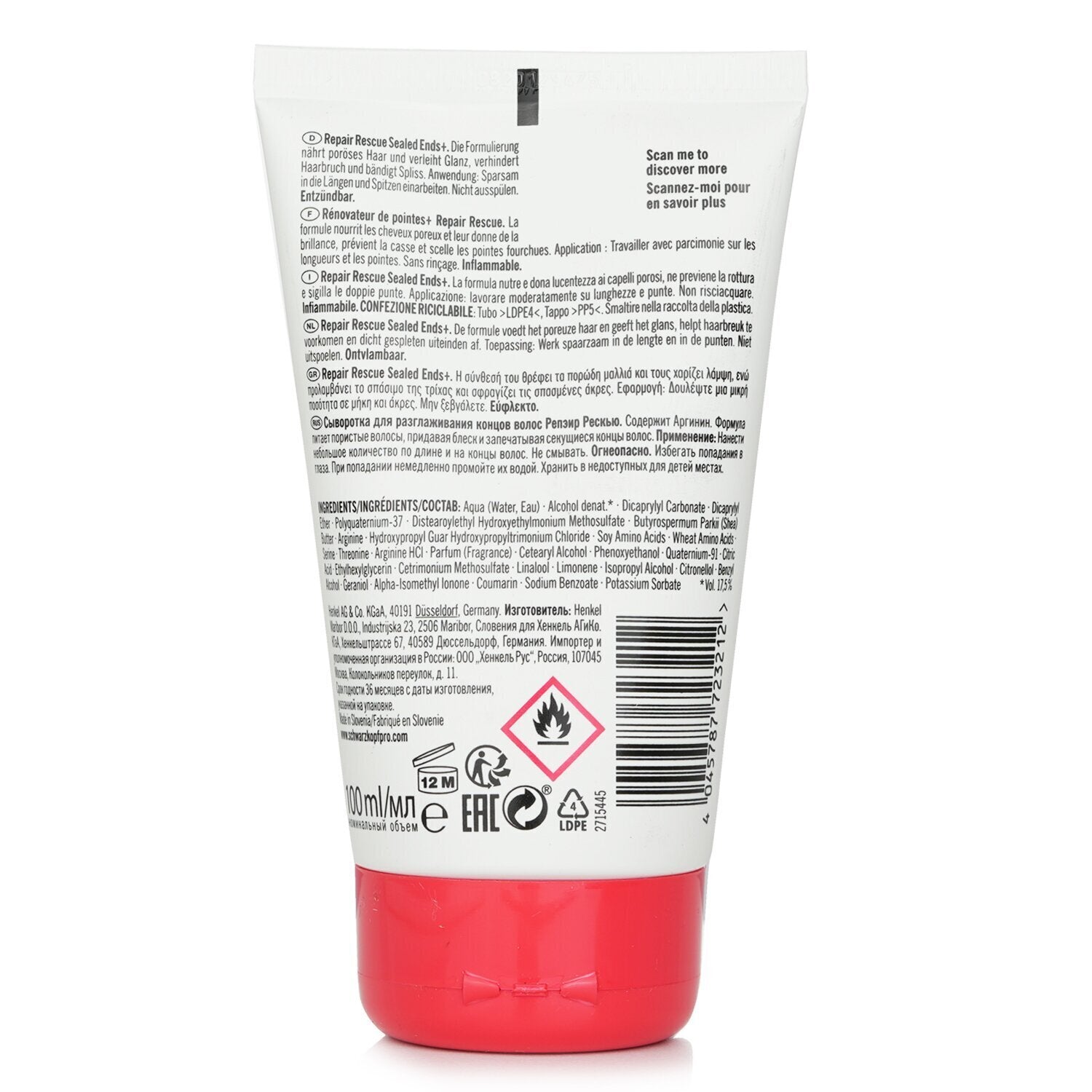 Schwarzkopf BC Repair Rescue Sealed Ends+ Arginine (For Damaged Hair) 100ml/3.3