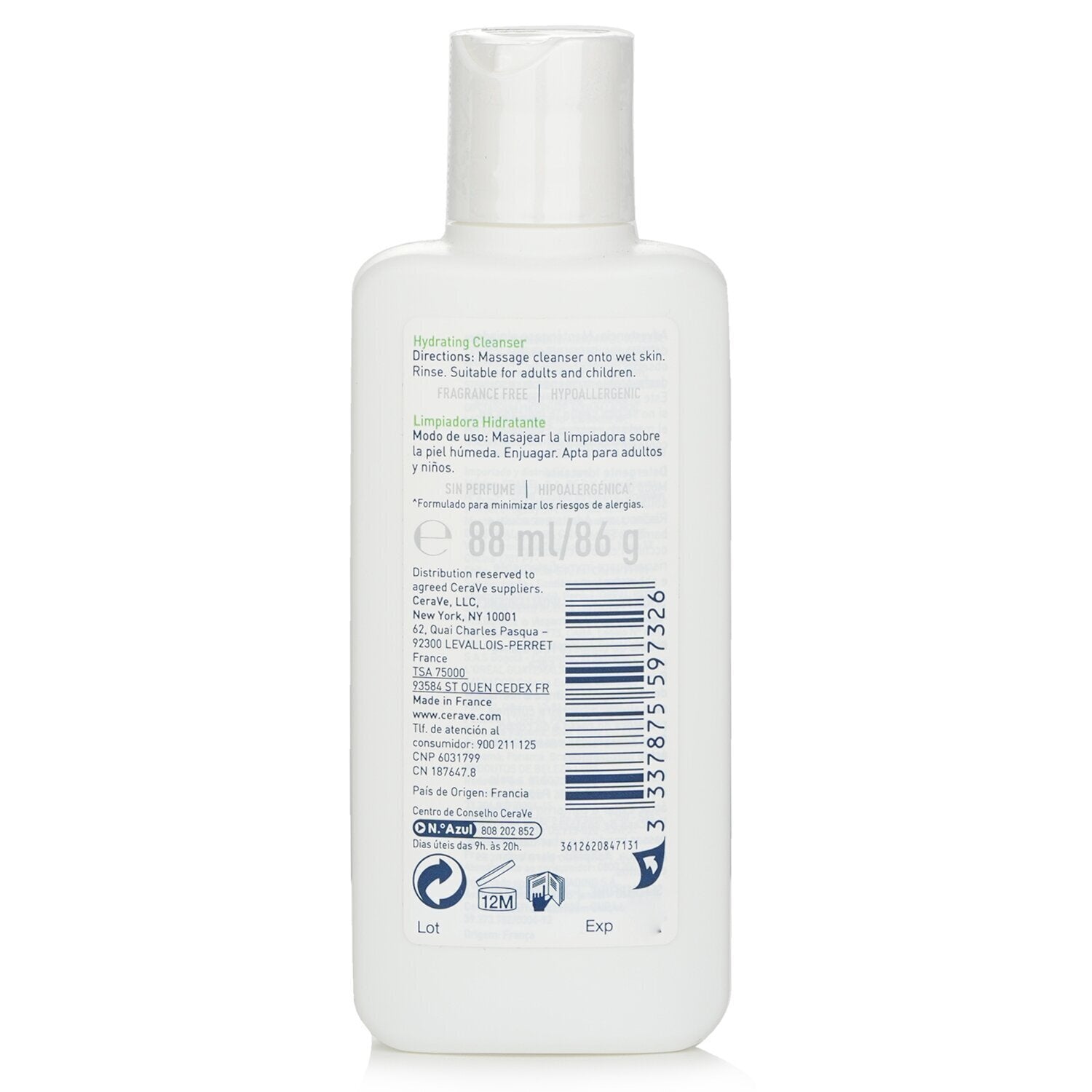 CeraVe Cerave Hydrating Cleanser Cream For Normal to Dry Skin 88ml/3oz