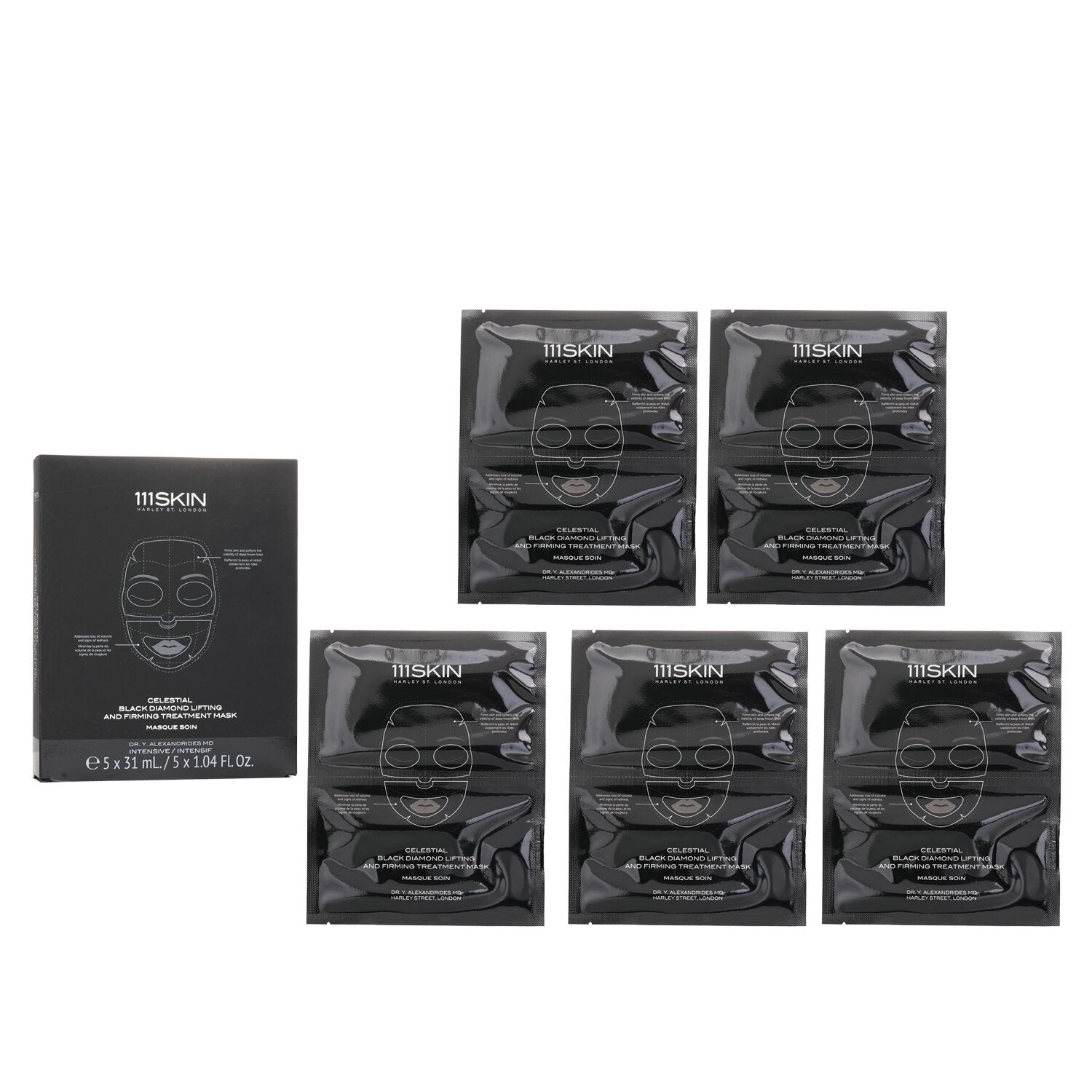 111skin Celestial Black Diamond Lifting and Firming Treatment Mask 31ml/1.04oz x