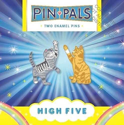 High Five Twin Pins: Two Enamel Pins (Cat Pins, Cat Decorations, Cat Gifts for C