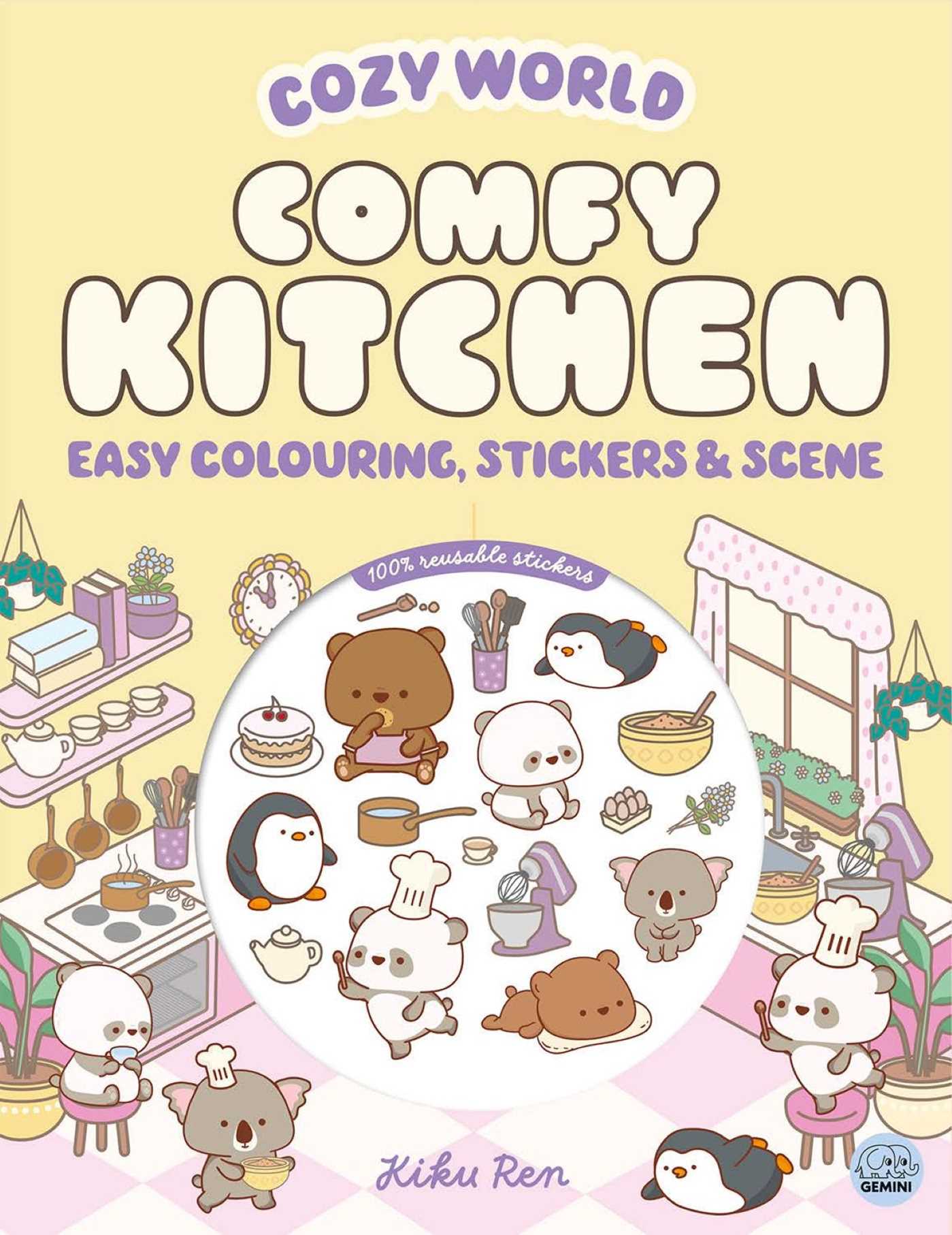 Cozy World Comfy Kitchen: Easy Colouring and Sticker Scene for Teens, Young Adul