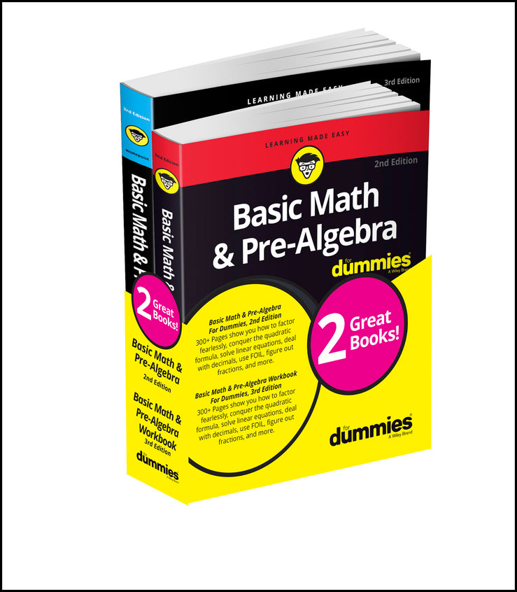Basic Math & Pre-Algebra For Dummies Book + Workbook Bundle