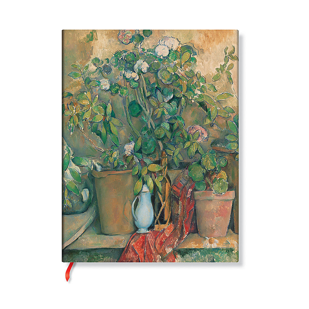 Cezanne s Terracotta Pots and Flowers Midi Lined Hardback Journal (Elastic Band