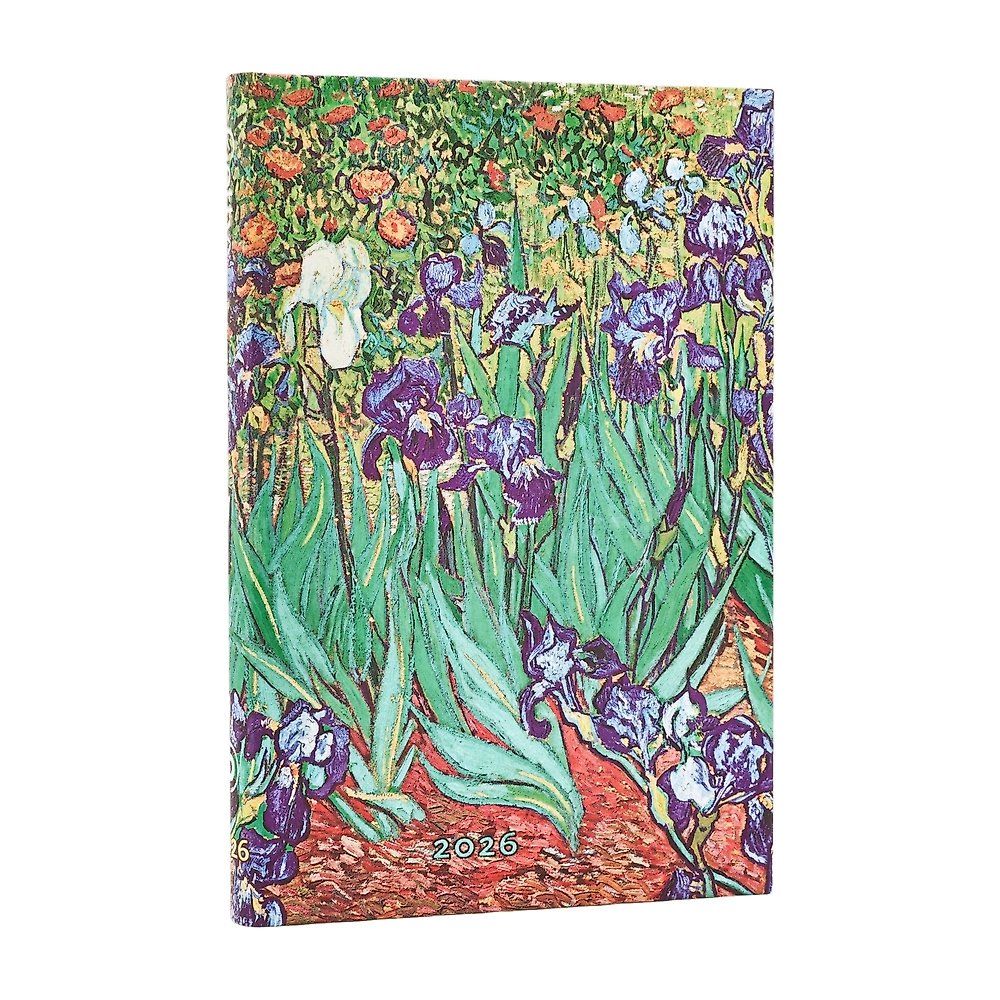 2026 Van Gogh's Irises Mini 12-month Verso Hardcover Flexi Dayplanner 2026 (Elas
