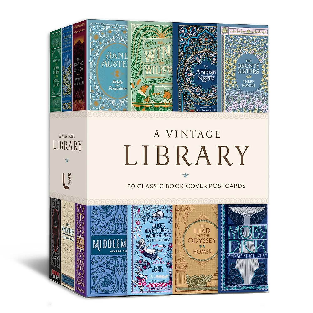 A Vintage Library: 50 Classic Book Cover Postcards