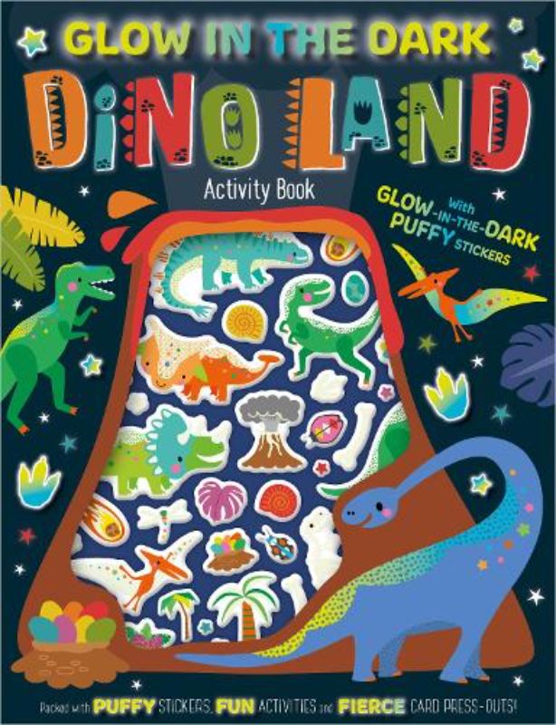 Glow in the Dark Dino Land Activity Book (with Glow-in-the-Dark Puffy Stickers)