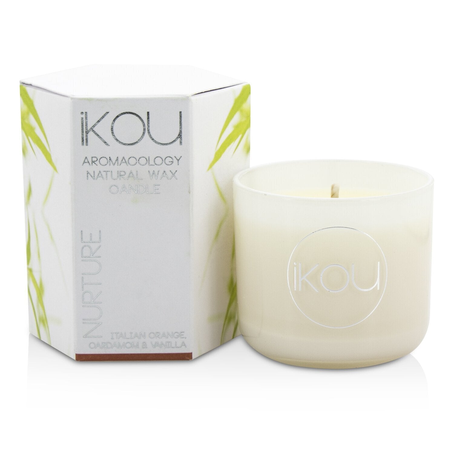 iKOU Eco-Luxury Aromacology Natural Wax Candle Glass - Nurture (Italian Orange C
