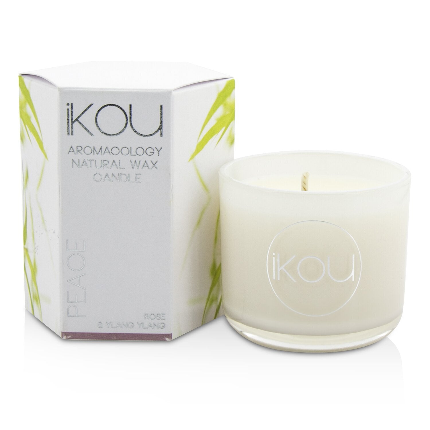 iKOU Eco-Luxury Aromacology Natural Wax Candle Glass - Peace (Rose & Ylang Ylang