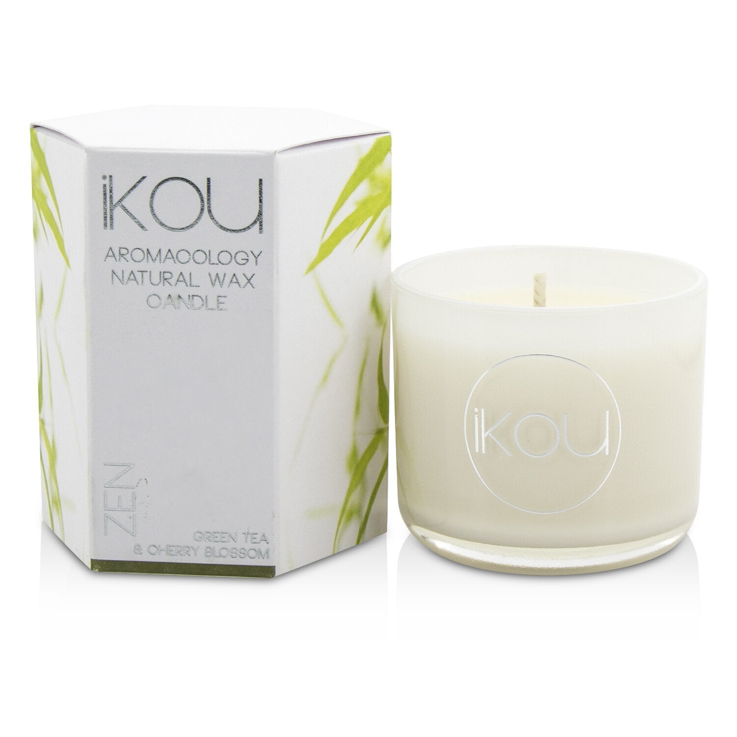 iKOU Eco-Luxury Aromacology Natural Wax Candle Glass - Zen (Green Tea & Cherry B