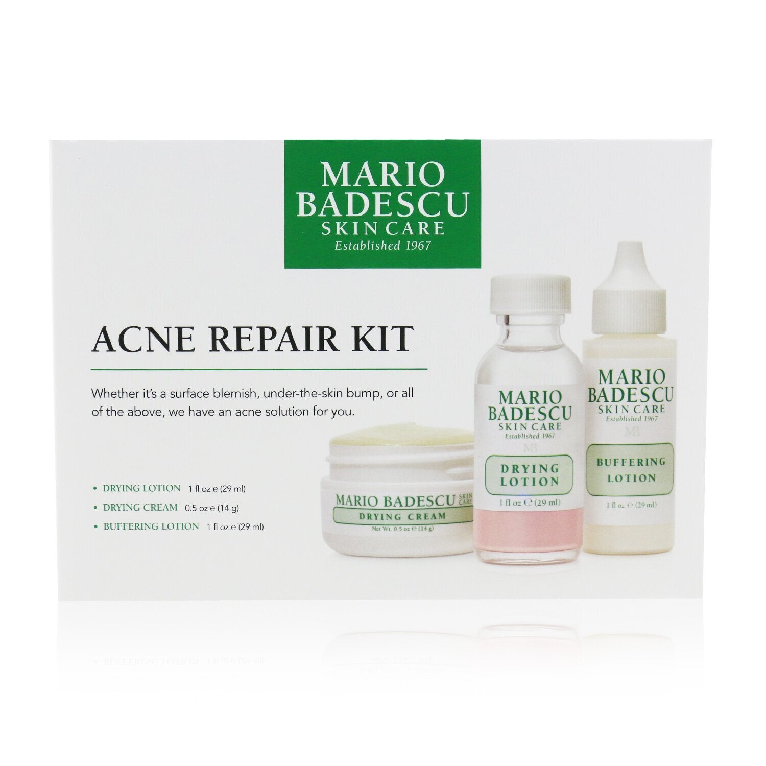 Mario Badescu Acne Repair Kit: Drying Lotion 29ml + Drying Cream 14g + Buffering