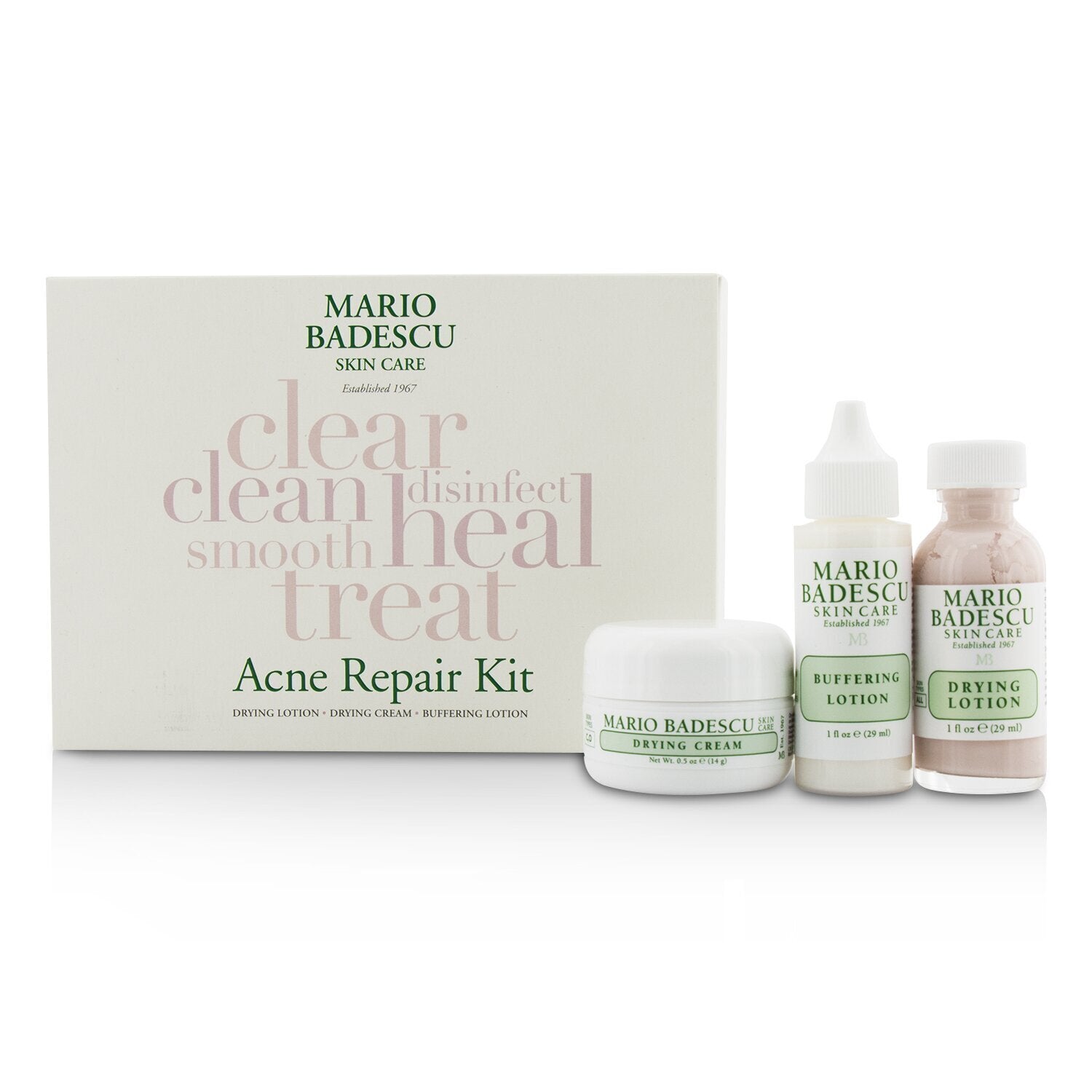 Mario Badescu Acne Repair Kit: Drying Lotion 29ml + Drying Cream 14g + Buffering