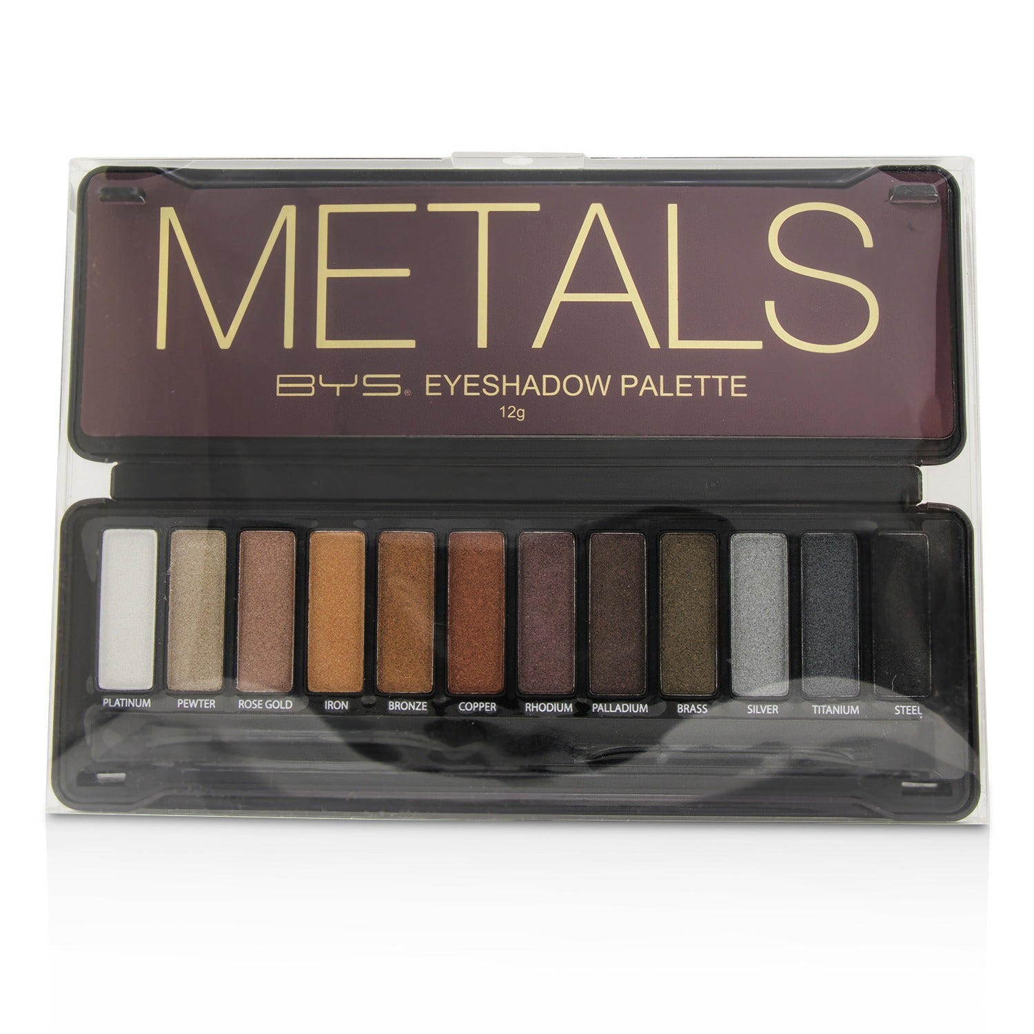 BYS Eyeshadow Palette (12x Eyeshadow, 2x Applicator) - Metals  12g/0.42oz