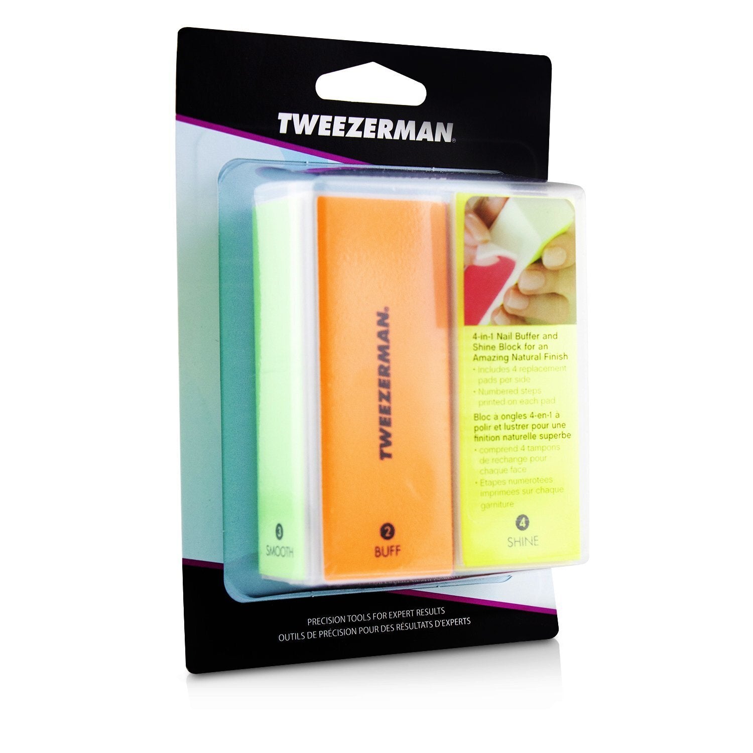 Tweezerman Neon Hot 4 In 1 File, Buff, Smooth & Shine Block -