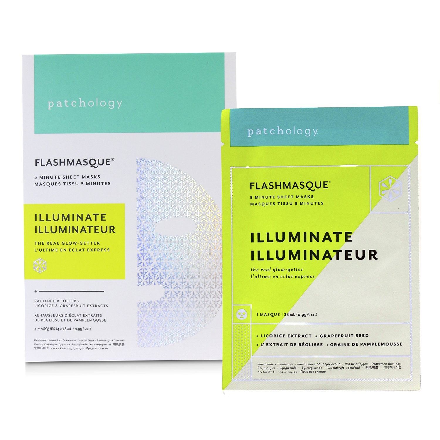 Patchology FlashMasque 5 Minute Sheet Mask - Illuminate 4x28ml/0.95oz