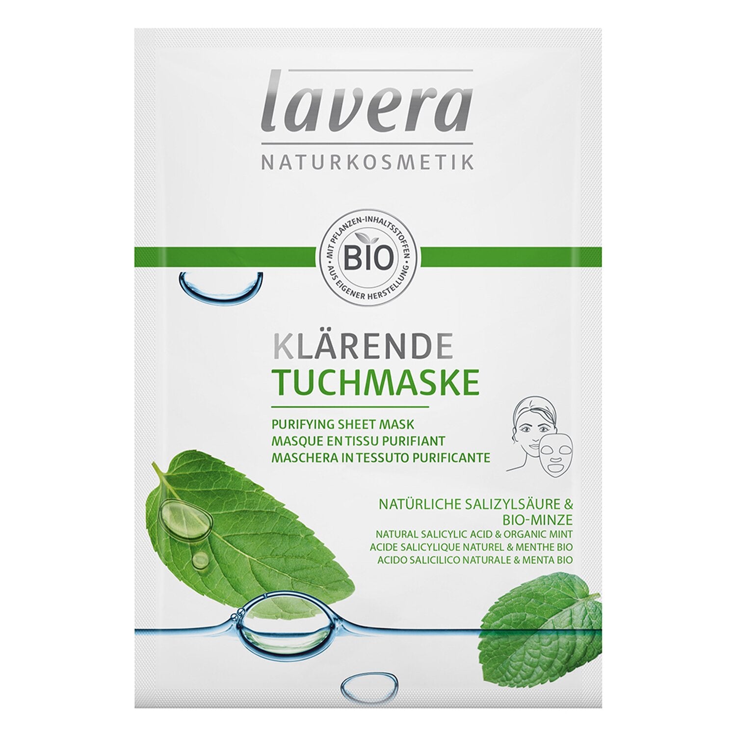 Lavera Sheet Mask - Purifying (With Natural Salicylic Acid & Organic Mint)  1she