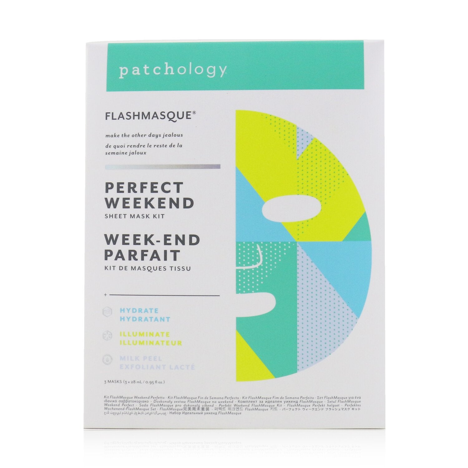 Patchology FlashMasque 5 Minute Sheet Mask - Perfect Weekend Sheet Mask Kit: (Hy