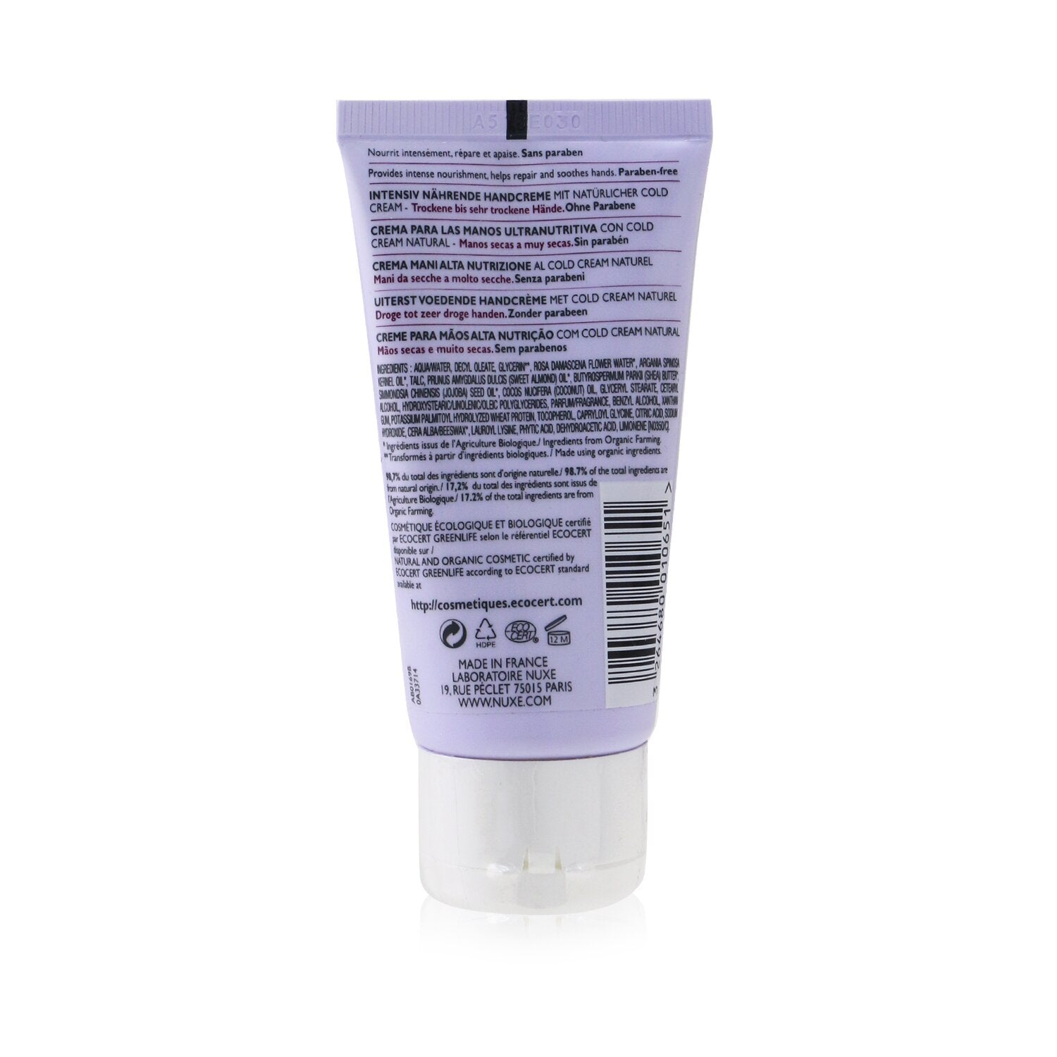 Nuxe Bio Beaute By Nuxe High-Nutrition Hand Cream With Natural Cold Cream (For D
