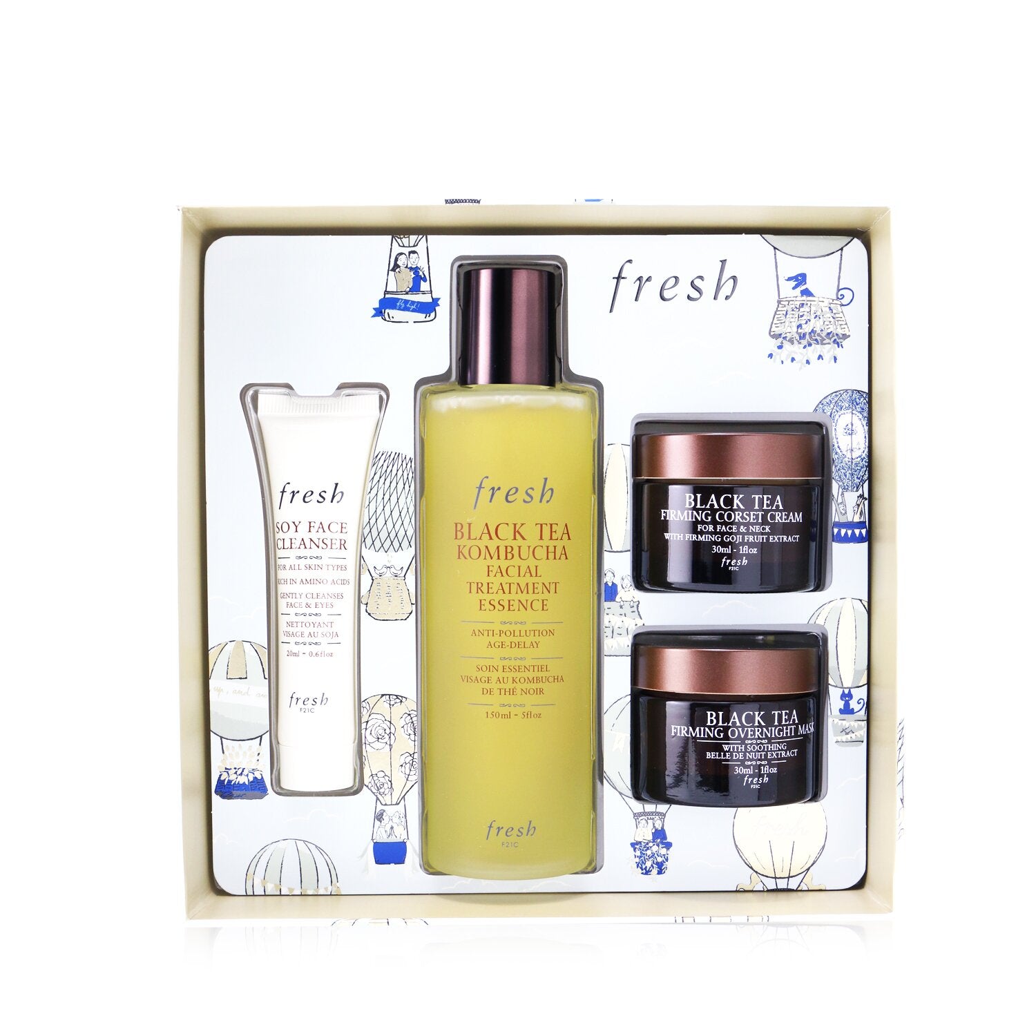 Fresh Black Tea Firming Beauty Bundle Set: Soy Face Cleanser - 20ml/0.6oz + Blac