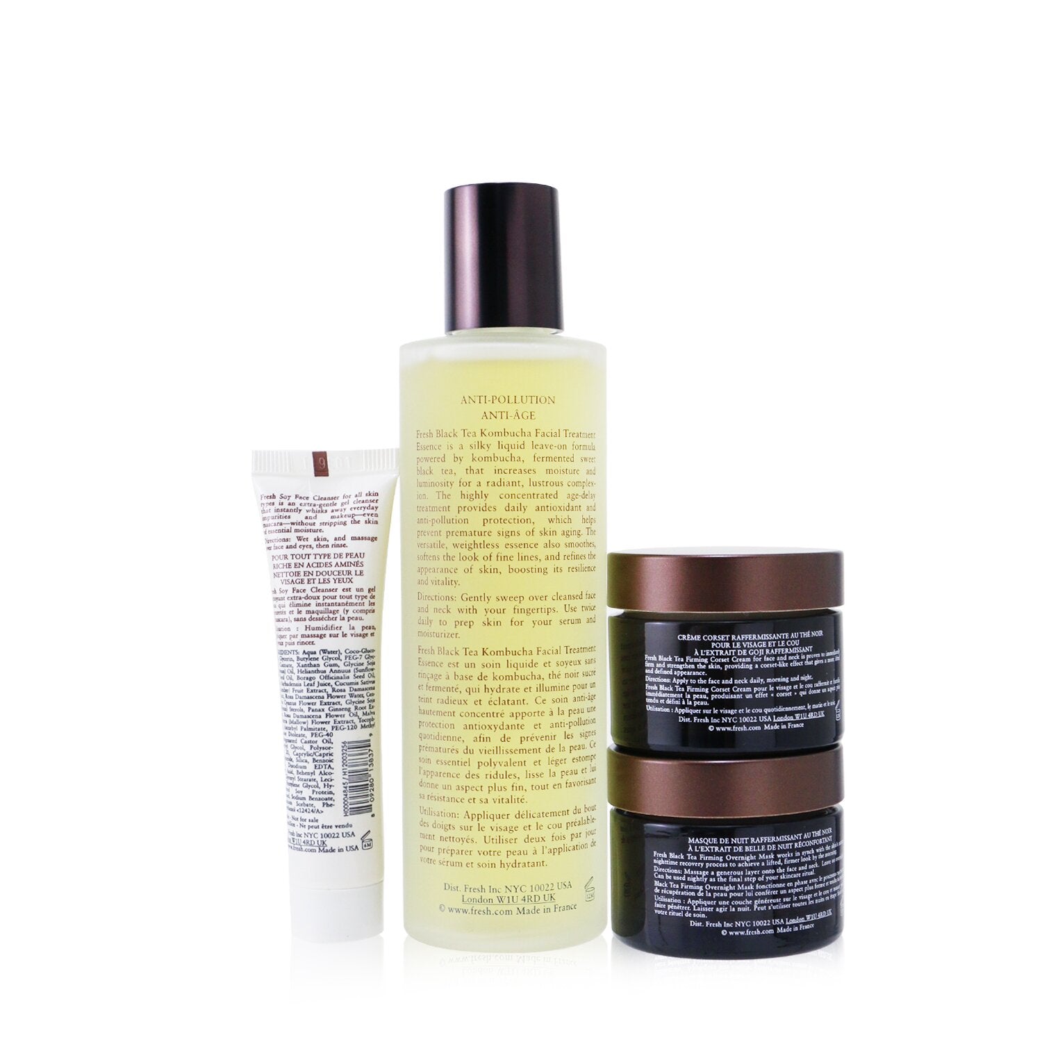 Fresh Black Tea Firming Beauty Bundle Set: Soy Face Cleanser - 20ml/0.6oz + Blac