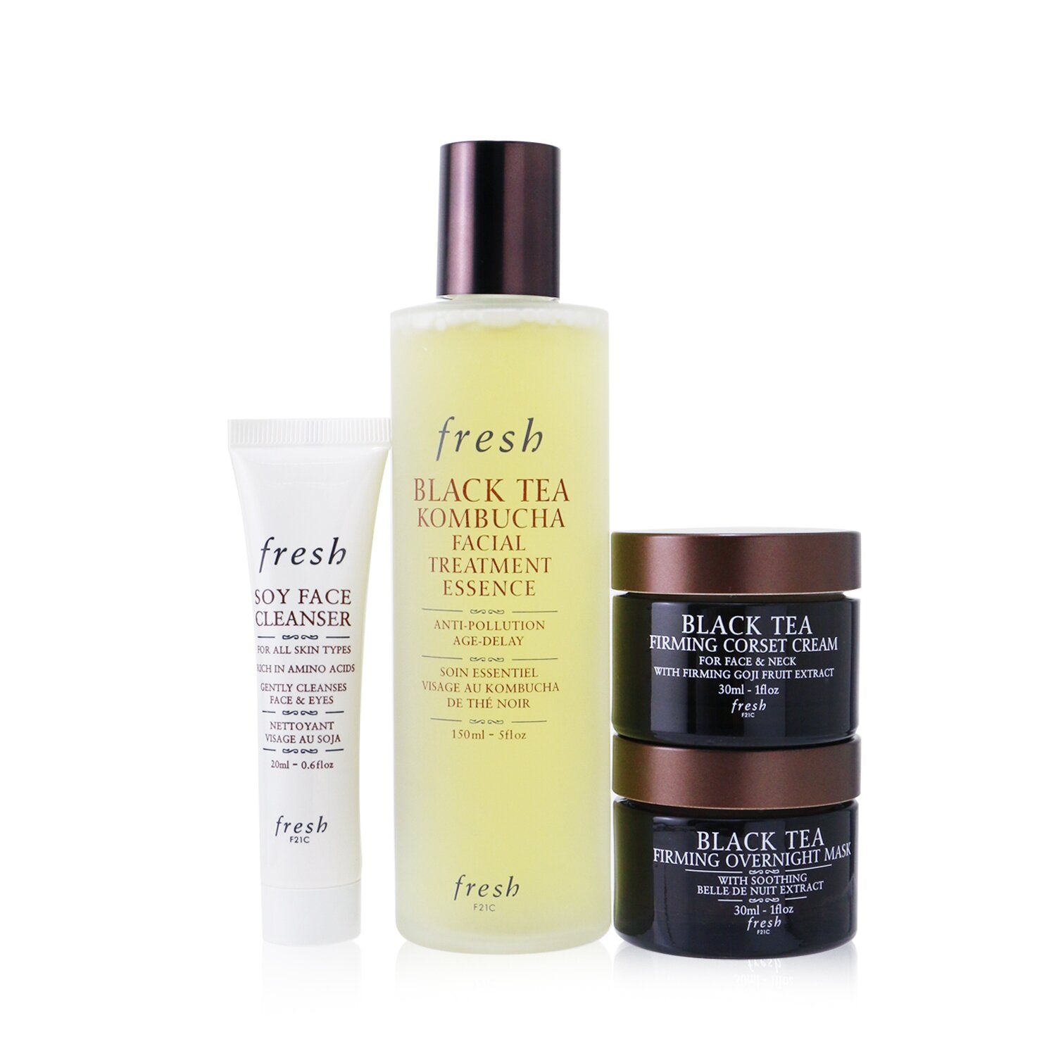 Fresh Black Tea Firming Beauty Bundle Set: Soy Face Cleanser - 20ml/0.6oz + Blac