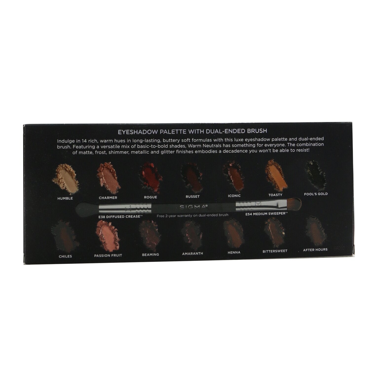Sigma Beauty Warm Neutrals Eyeshadow Palette (14x Eyeshadow + 1x Dual Ended Brus