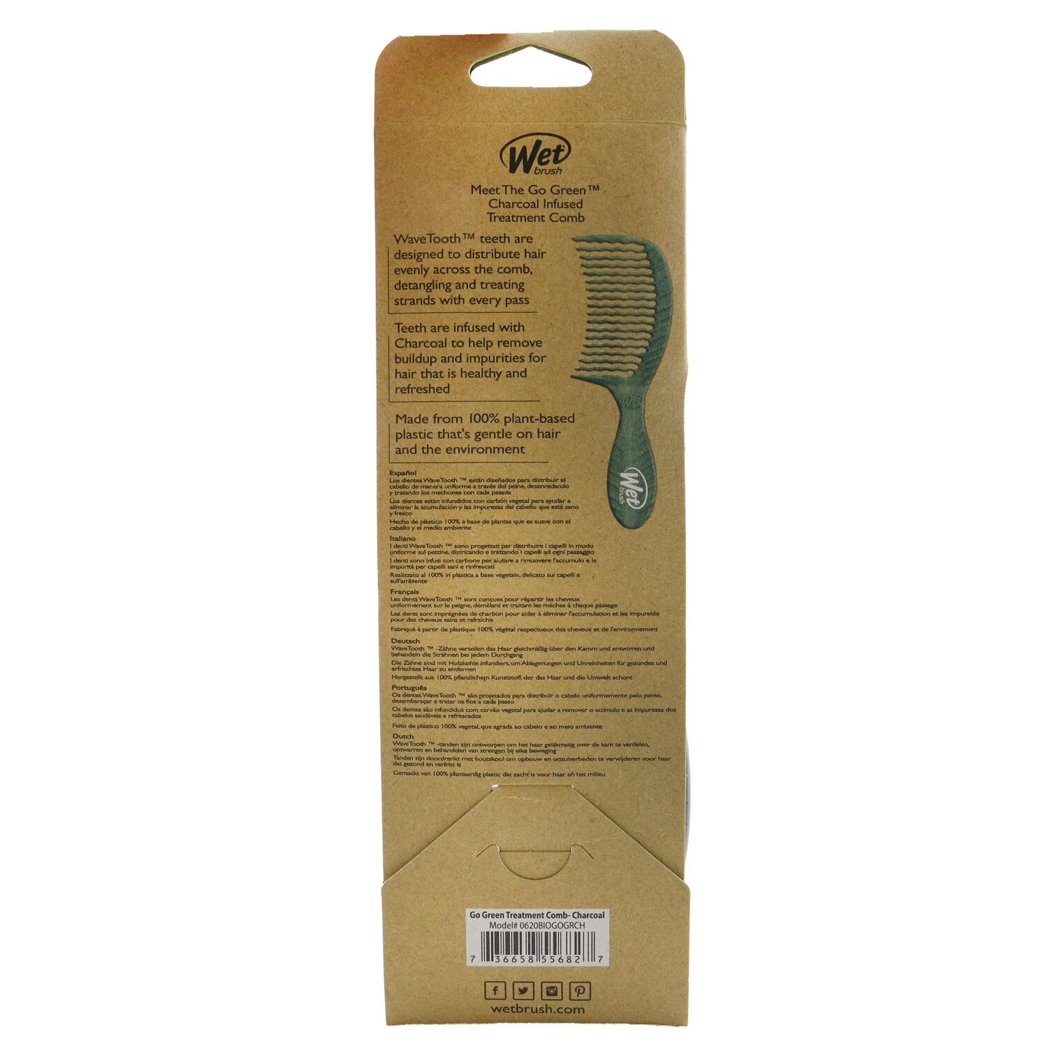 Wet Brush Go Green Treatment Comb - # Charcoal 1pc