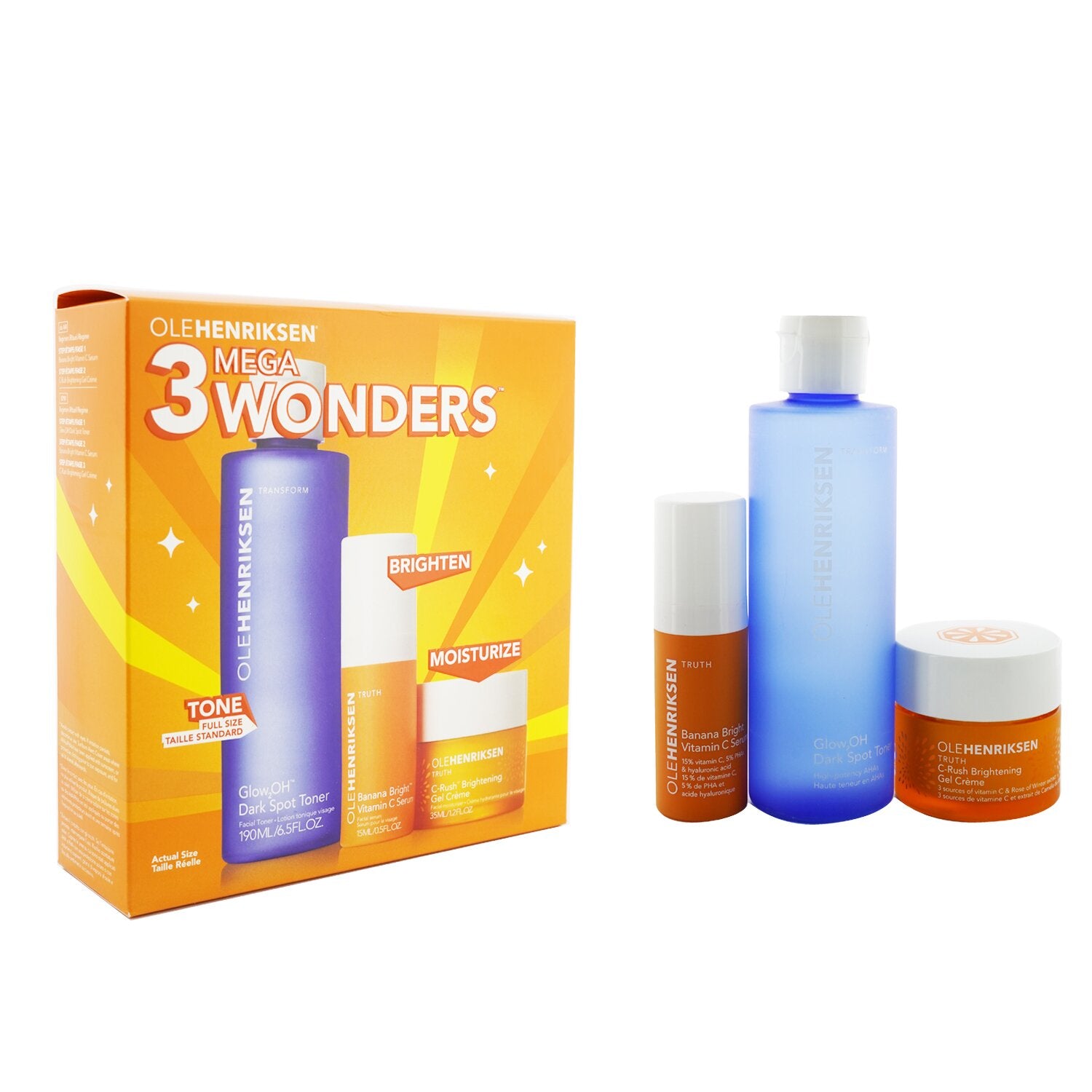 Ole Henriksen 3 Mega Wonders Set: Banana Bright Vitamin C Serum 15ml + Glow2OH D