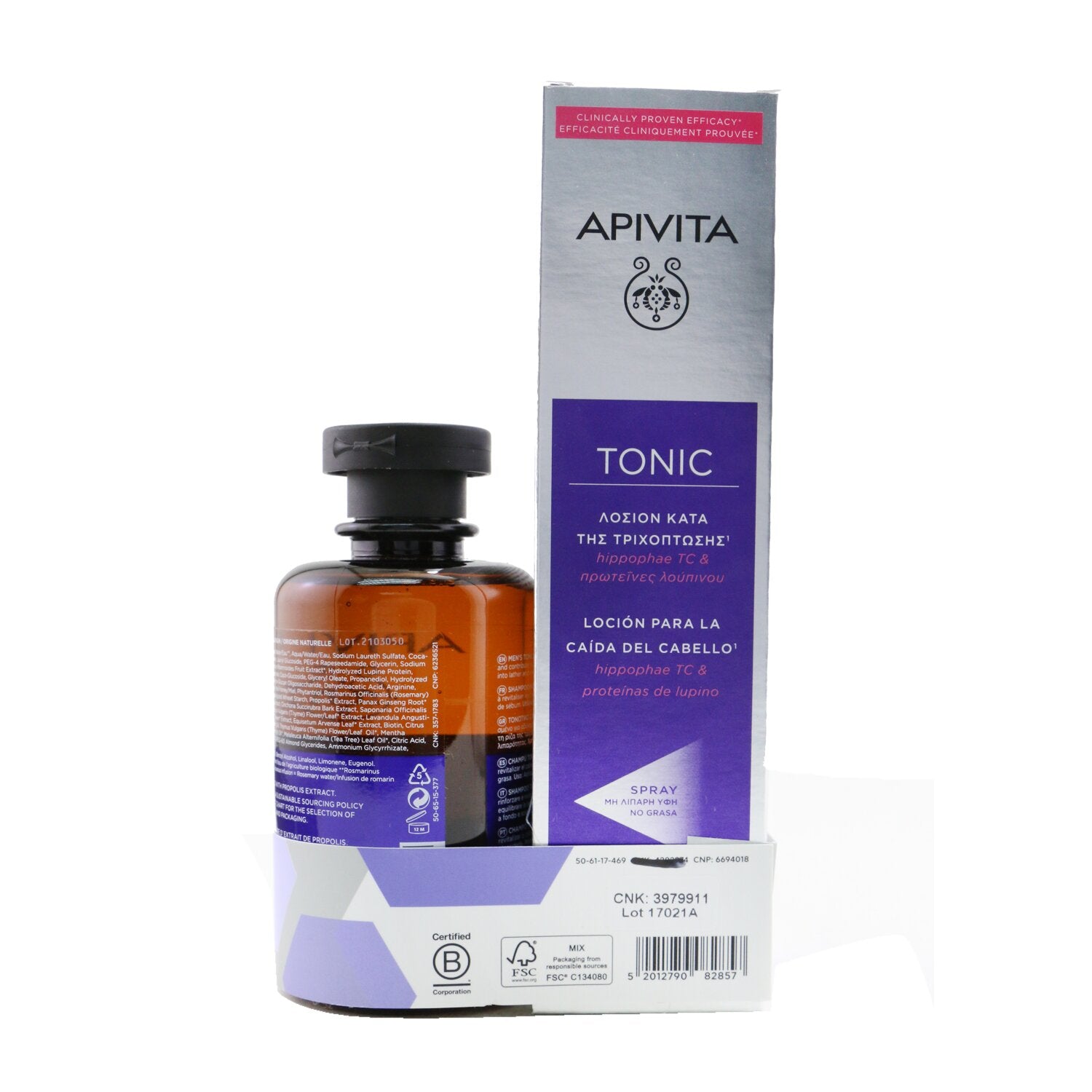 Apivita Hair Loss Lotion with Hippophae TC & Lupine Protein 150ml (Free: Men's T