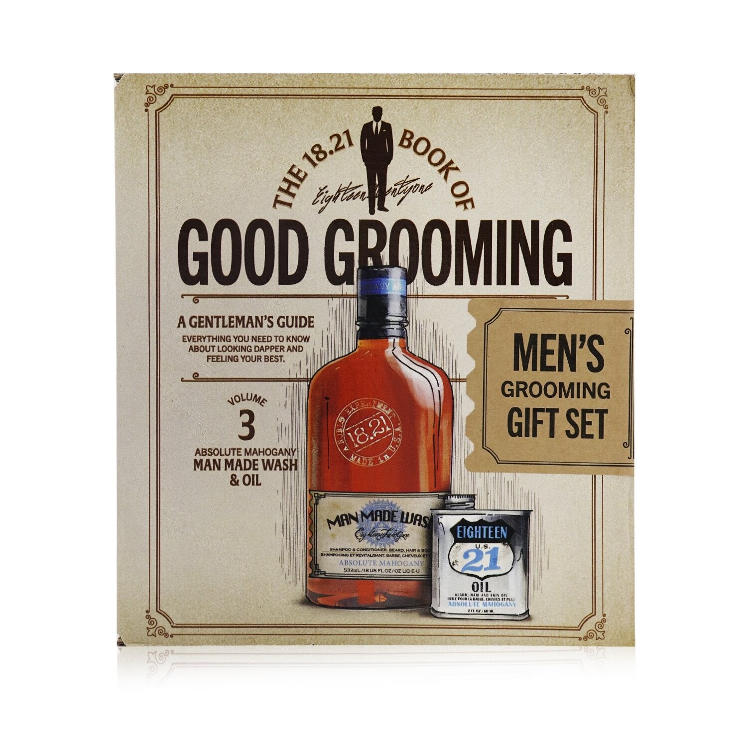 18.21 Man Made Book of Good Grooming Gift Set Volume 3: Absolute Mahogany (Wash