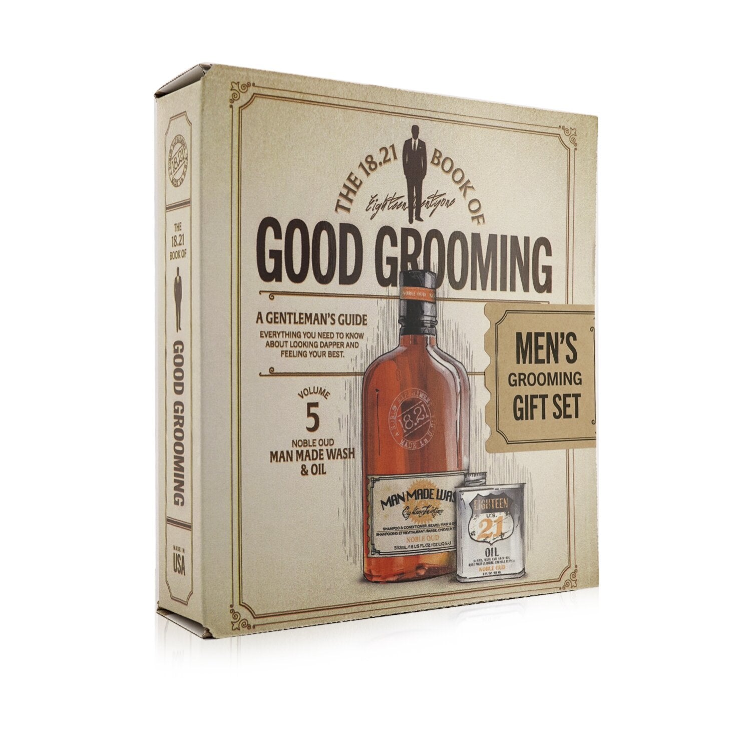 18.21 Man Made Book of Good Grooming Gift Set Volume 5: Noble Oud (Wash 532ml +