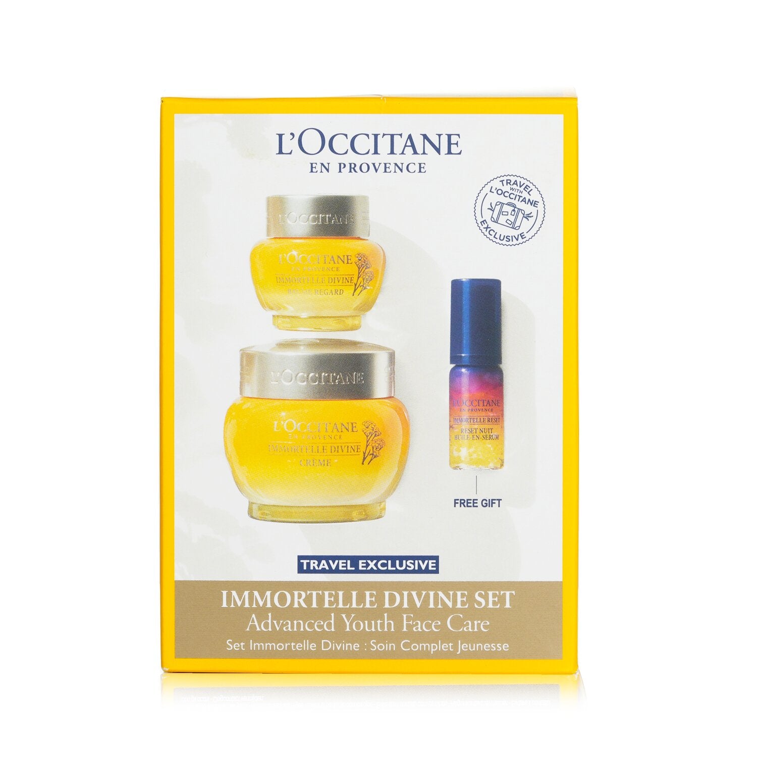 L'Occitane Immortelle Divine Set: Cream 50ml + Eye Balm 15ml + Overnight Reset O