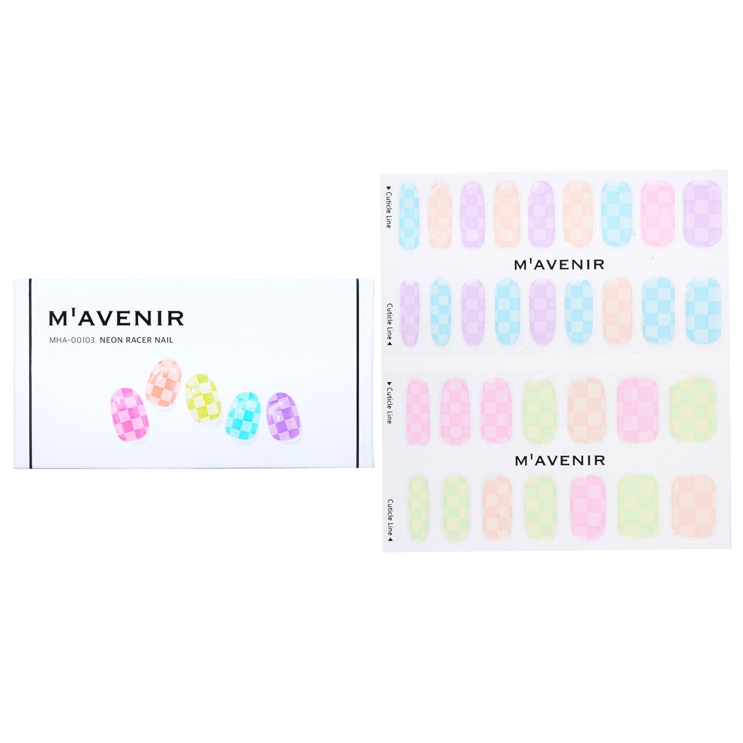 Mavenir Nail Sticker (Assorted Colour) - # Neon Racer Nail  32pcs