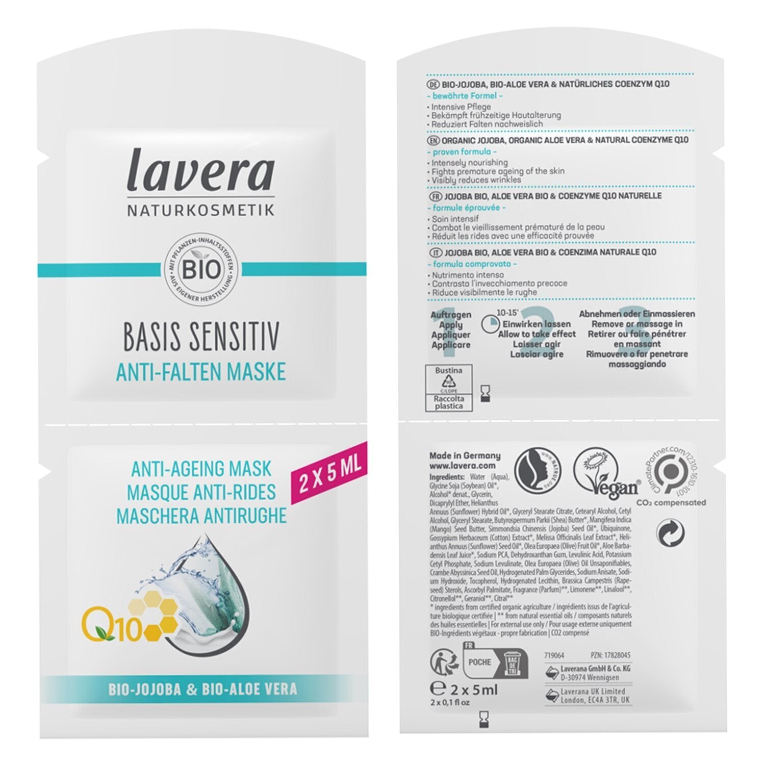 Lavera Basis Sensitiv Q10 Anti-Ageing Mask  2 x5ml