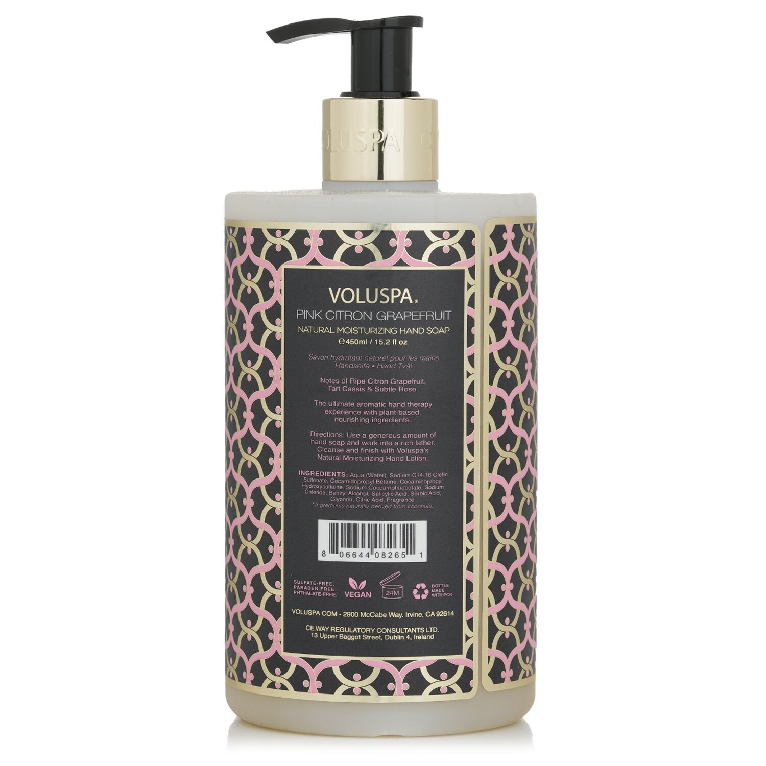 Voluspa Pink Citron Grapefruit Hand Soap - Ripe Citron Grapefruit, Tart Cassis &