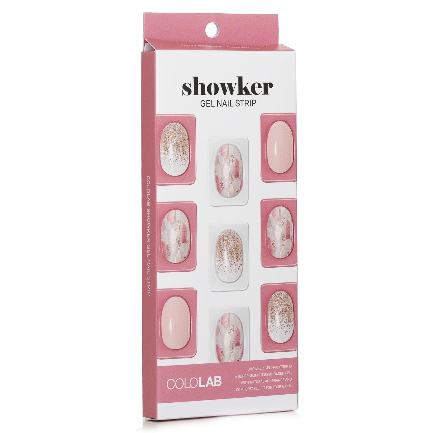 Cololab Showker Gel Nail Strip # CSA101 Bling Pink Art  1pcs