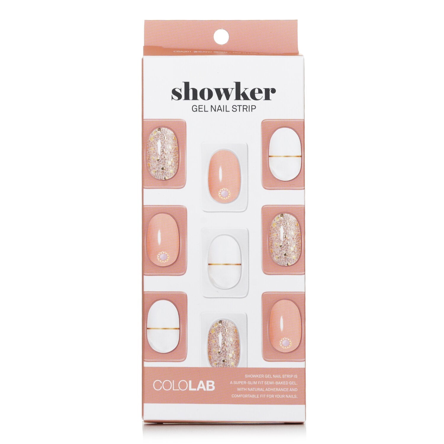 Cololab Showker Gel Nail Strip # CSA201 Gold Line Beige  1pcs