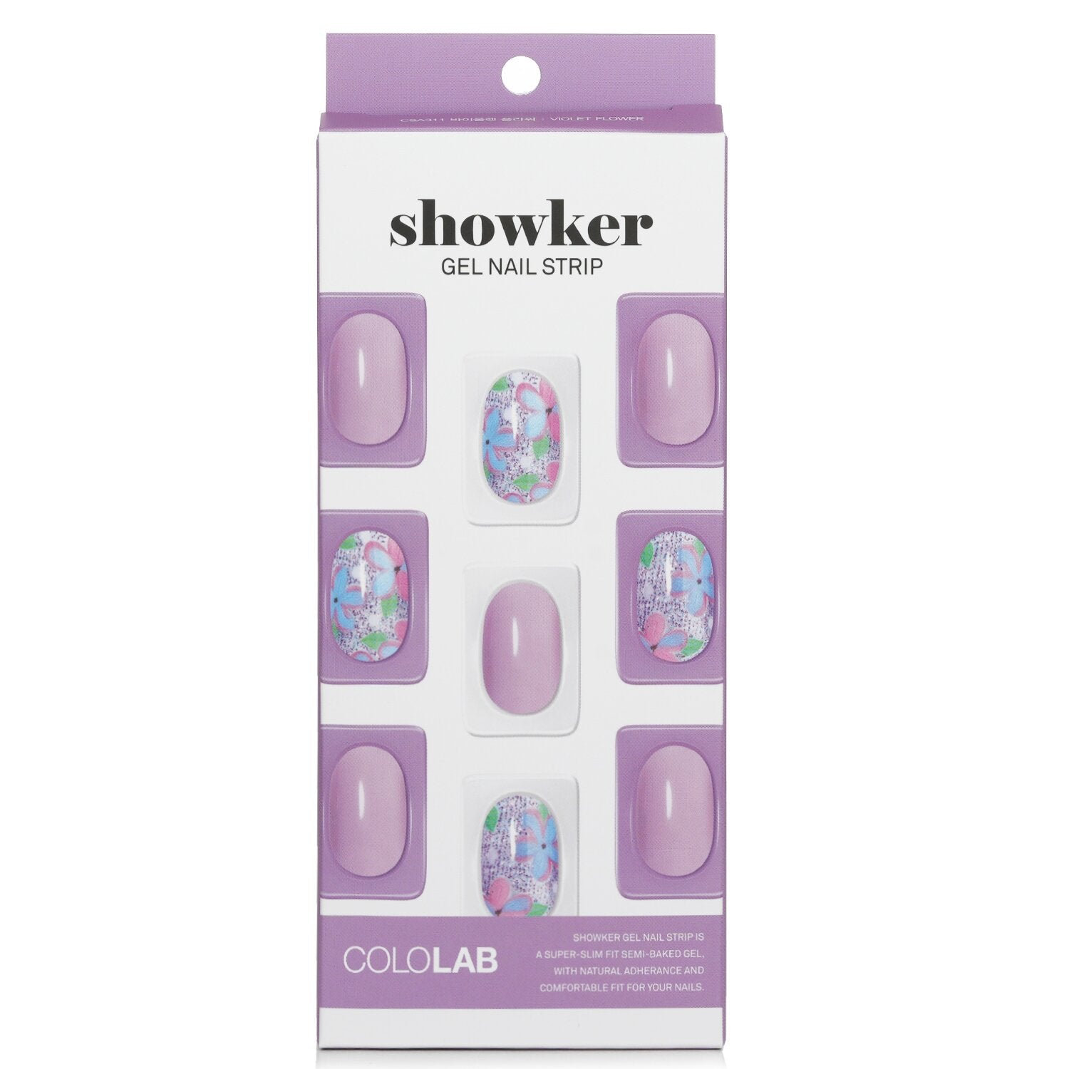 Cololab Showker Gel Nail Strip # CSA311 Violet Flower  1pcs