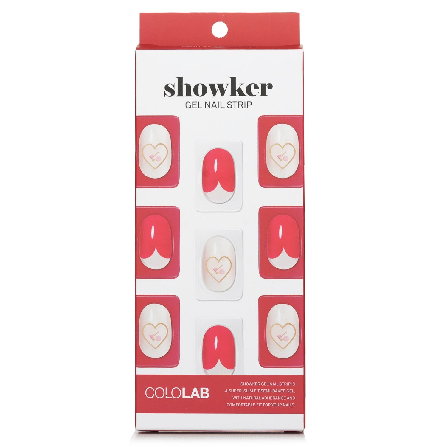 Cololab Showker Gel Nail Strip # CSA511 Red Heart  1pcs