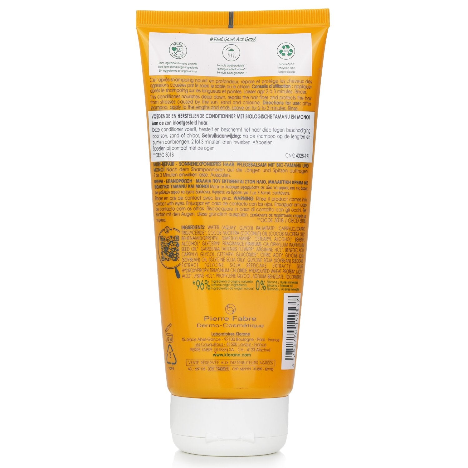 Klorane Conditioner with Organic Tamanu and Monoi (Nutri Repair Sun Exposed Hair