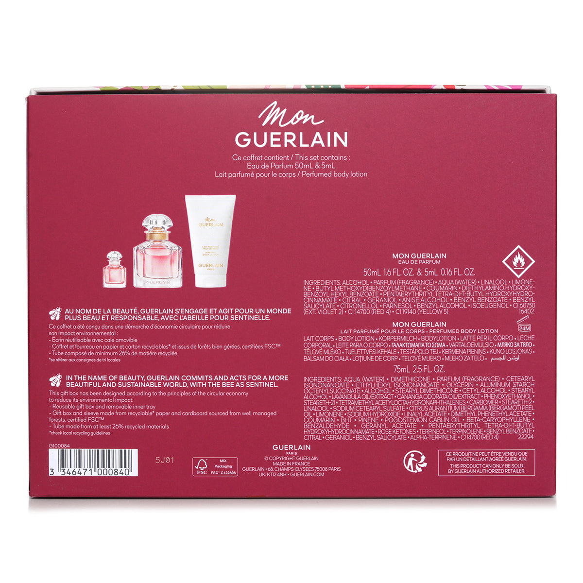 Guerlain Mon Guerlain Eau de Parfum Gift Set EDP 50ml+5ml+Body Lotion 75ml  3pcs