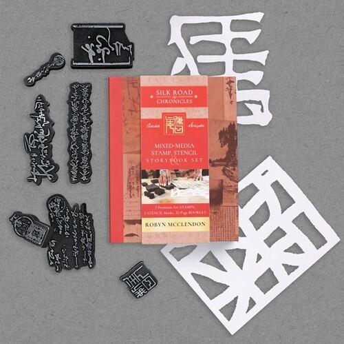 Mixed Media Stamp Stencil and Storybook Set Asian Scripts - by Robyn McClendon