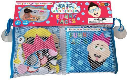 Funny Faces Bath Book and Stickers - by Buddy and Barney