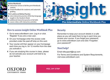 Insight Pre-Intermediate Online Workbook Plus